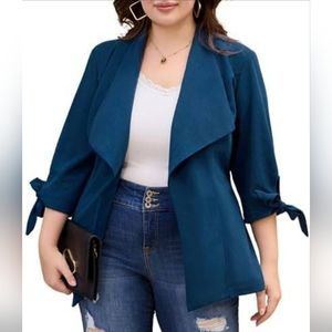 Hanna Nikole Blue Wrap Blazer/Cardigan Plus 16W